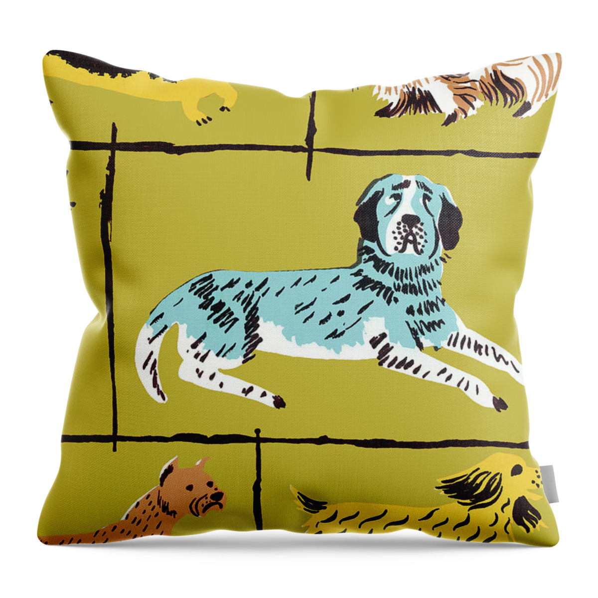 Animal Throw Pillow featuring the drawing Dog pattern #2 by CSA Images