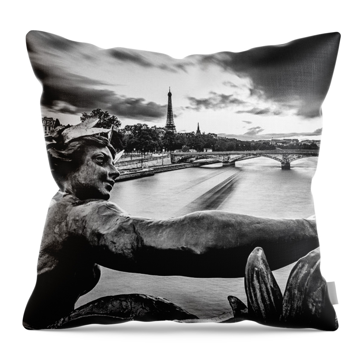 Estock Throw Pillow featuring the digital art Eiffel Tower & Alexander IIi Bridge #2 by Antonino Bartuccio