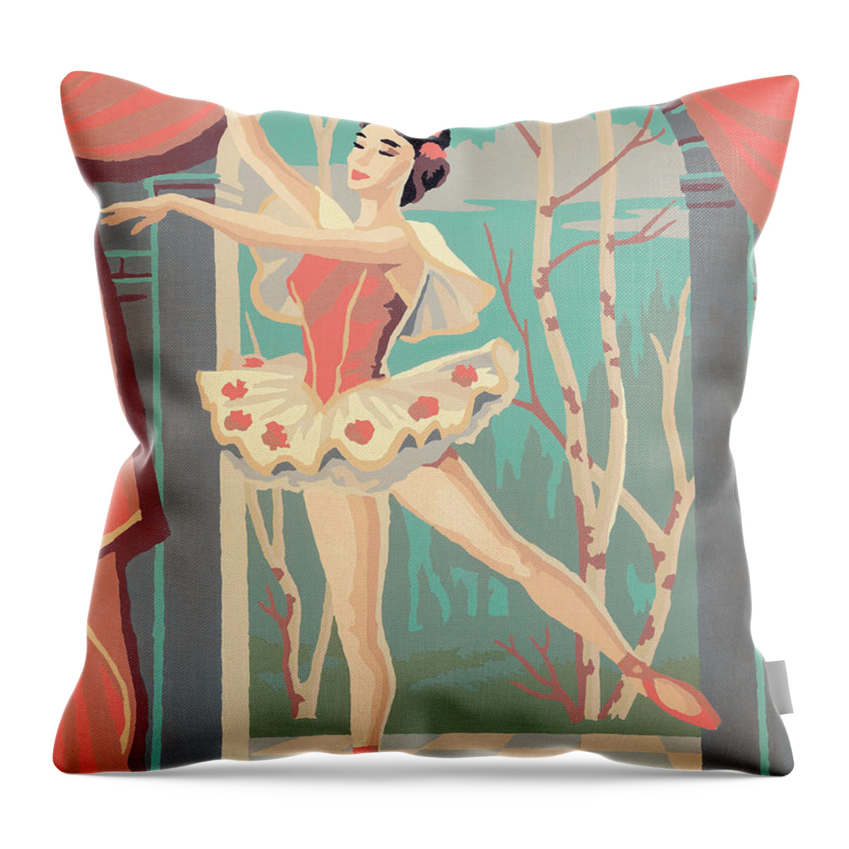 Activity Throw Pillow featuring the drawing Female ballet dancer #2 by CSA Images