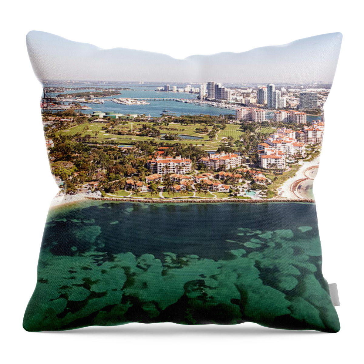 Fisher Island Throw Pillow featuring the photograph Fisher Island Club Aerial #4 by David Oppenheimer