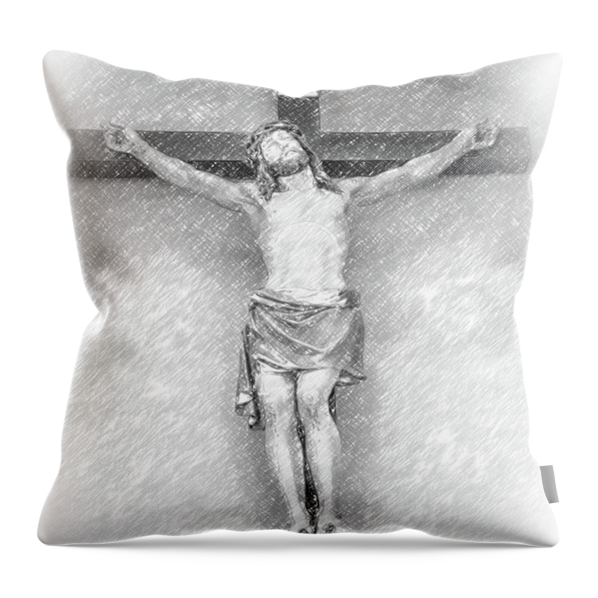 Christ Throw Pillow featuring the photograph illustration of Jesus Christ crucified #2 by Vivida Photo PC