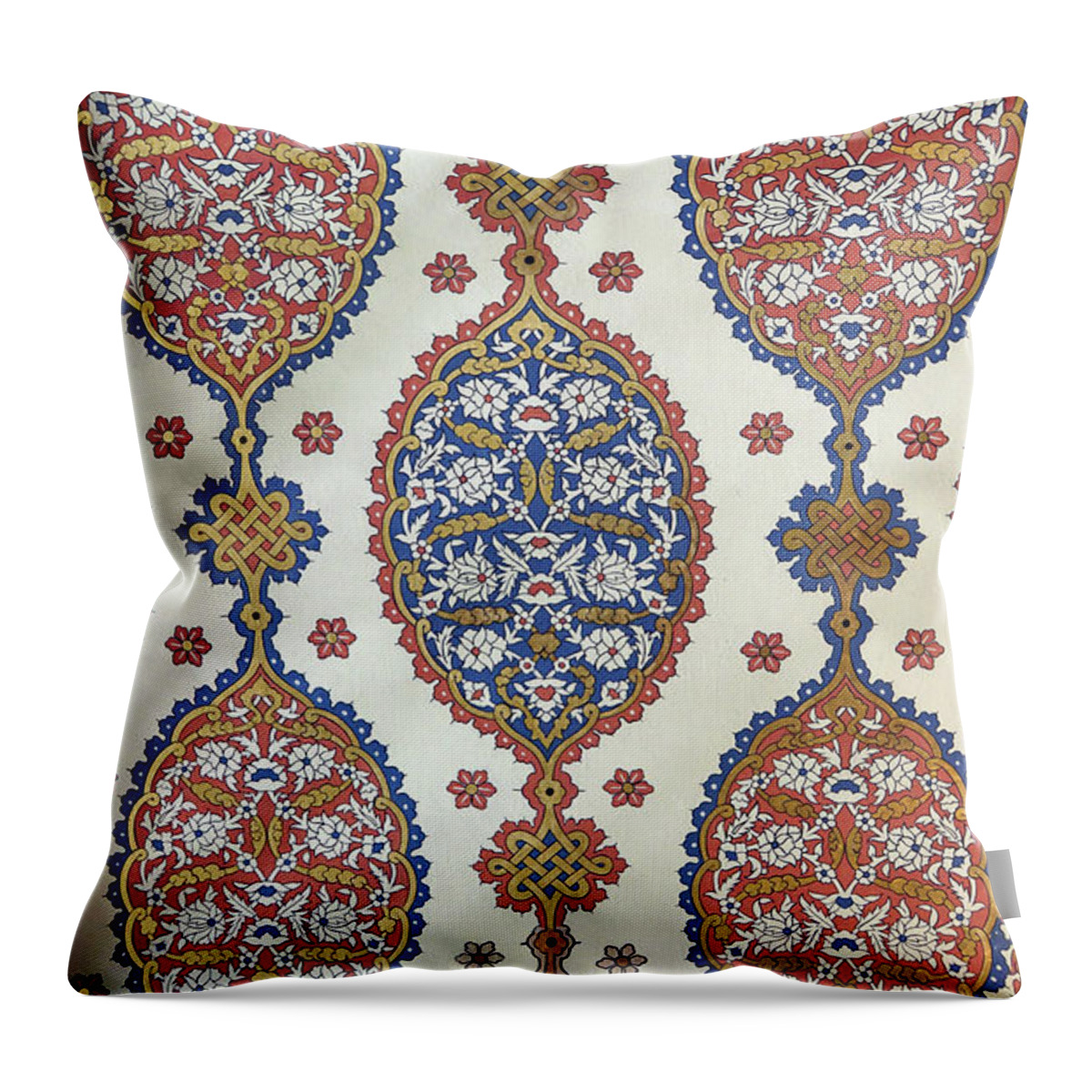 Istanbul Throw Pillow featuring the photograph Iznik lapis tiles with flower pattern #2 by Steve Estvanik