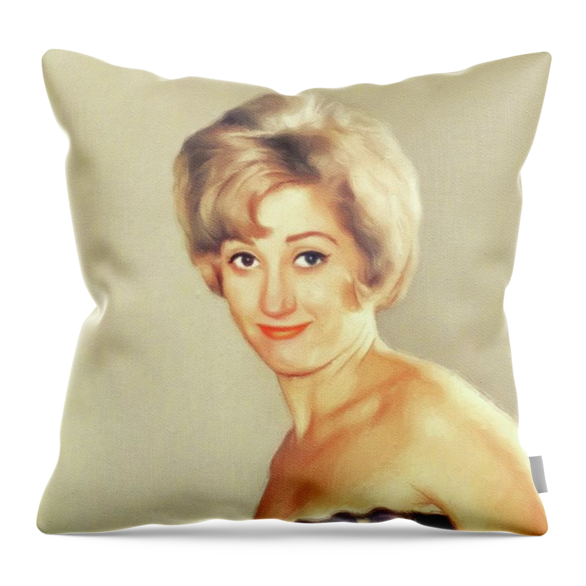 Liz Throw Pillow featuring the painting Liz Fraser, Vintage Actress #2 by Esoterica Art Agency