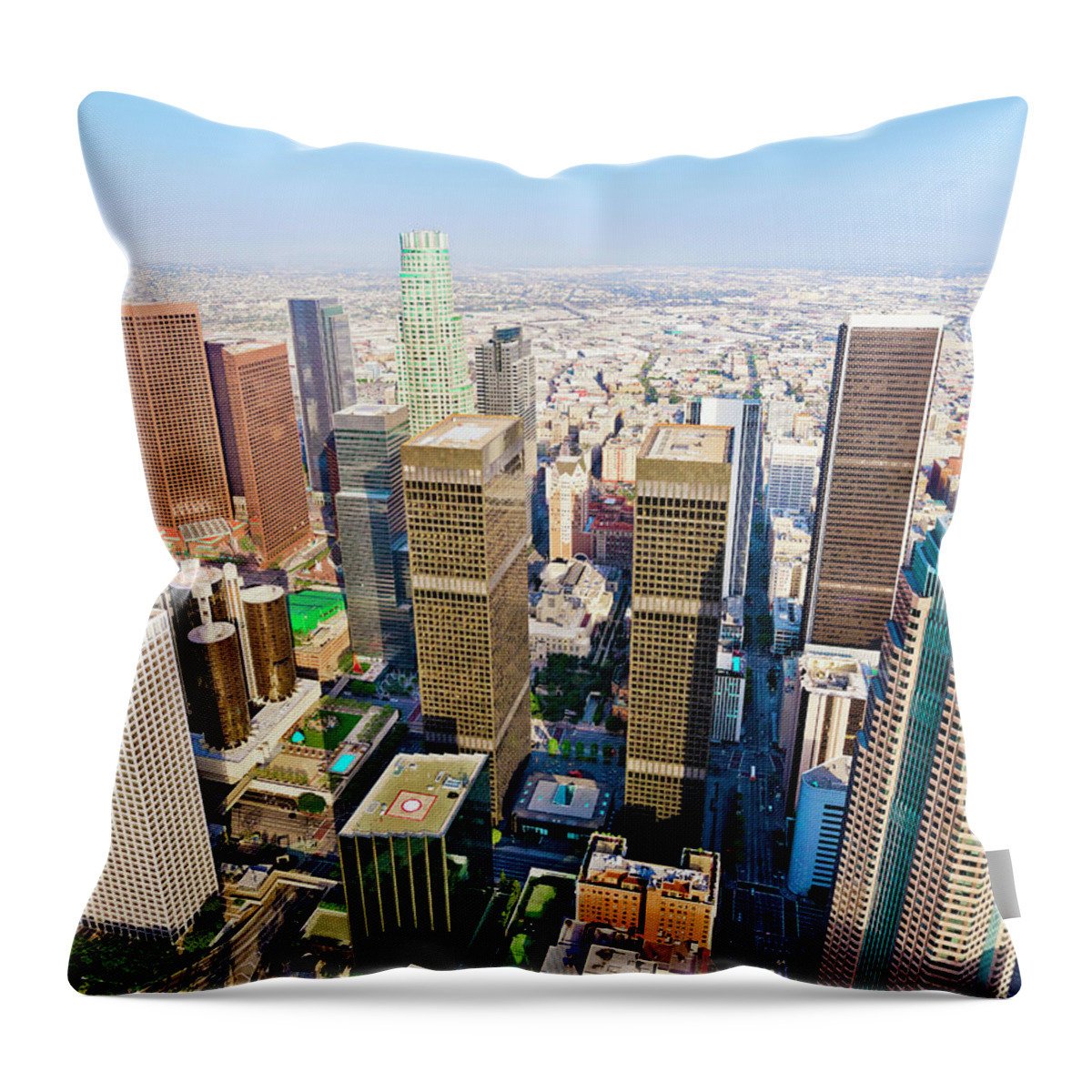 Corporate Business Throw Pillow featuring the photograph Los Angeles California Downtown Skyline #2 by Dszc