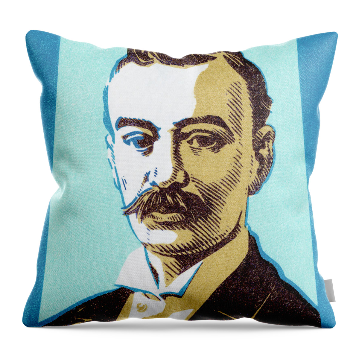 Adult Throw Pillow featuring the drawing Man with mustache #2 by CSA Images