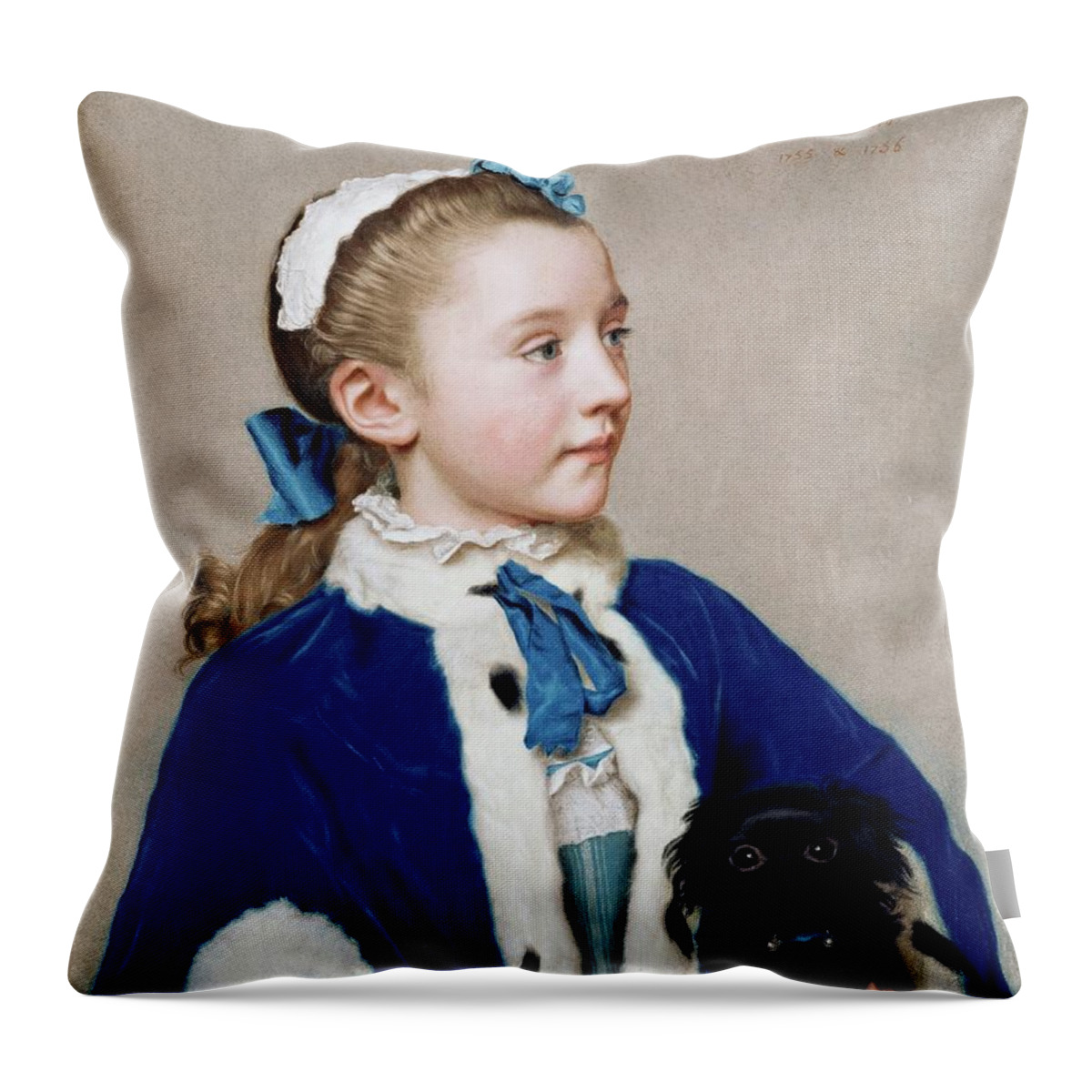 Child Throw Pillow featuring the painting Maria Frederike Van Reede-athlone At Seven by Jean-etienne Liotard