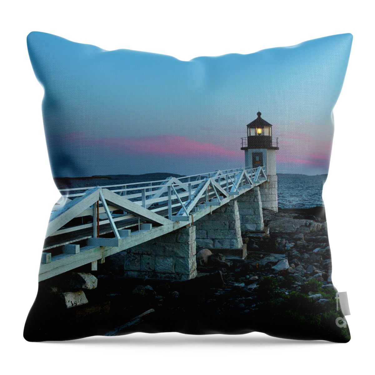 Lighthouse Throw Pillow featuring the photograph Marshall Point Lighthouse At Dusk #2 by Diane Diederich