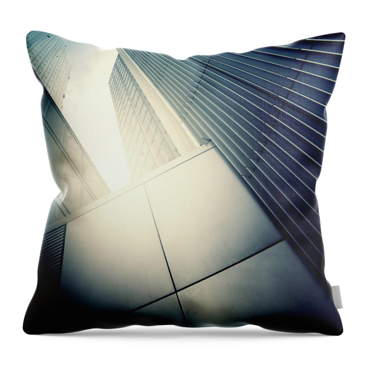 Downtown District Throw Pillow featuring the photograph Modern Building In Sunlight #2 by Rike 