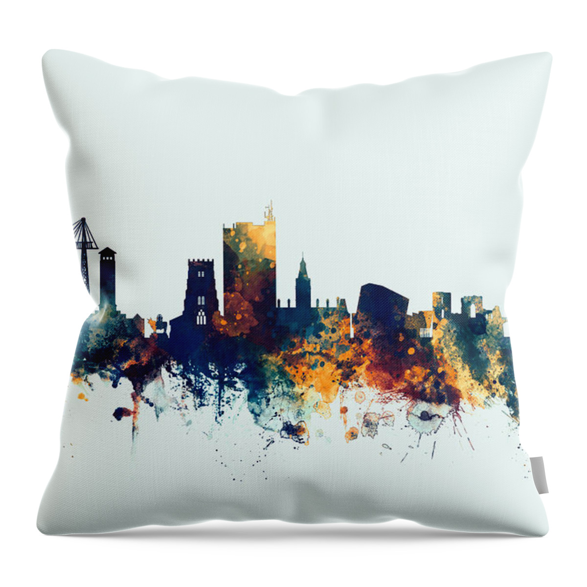 Newport Throw Pillow featuring the digital art Newport Wales Skyline #2 by Michael Tompsett