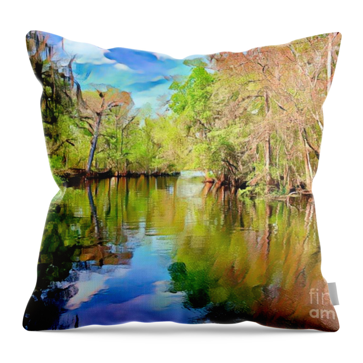 On The River Throw Pillow featuring the photograph On the River #2 by Carol Riddle