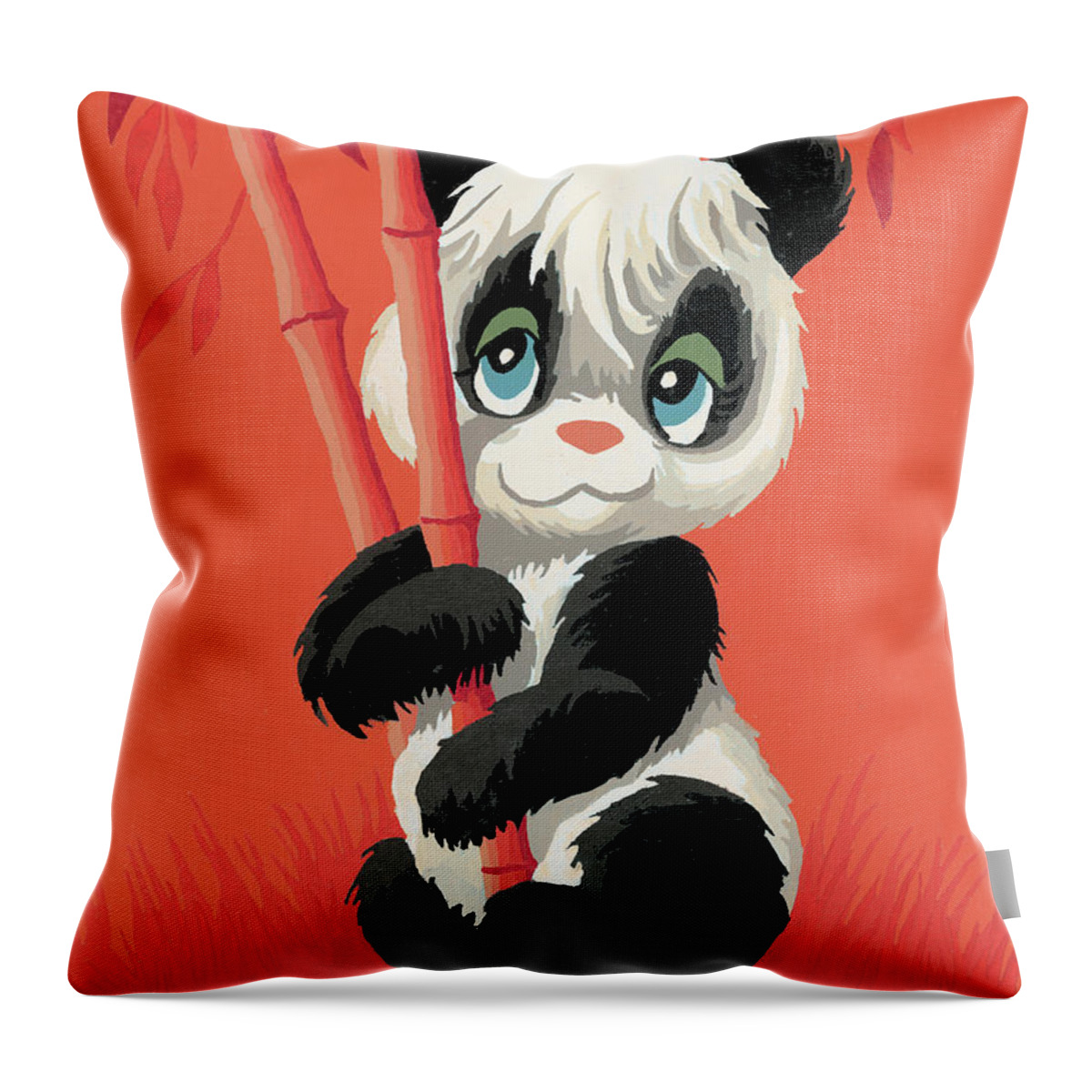 Animal Throw Pillow featuring the drawing Panda bear #2 by CSA Images