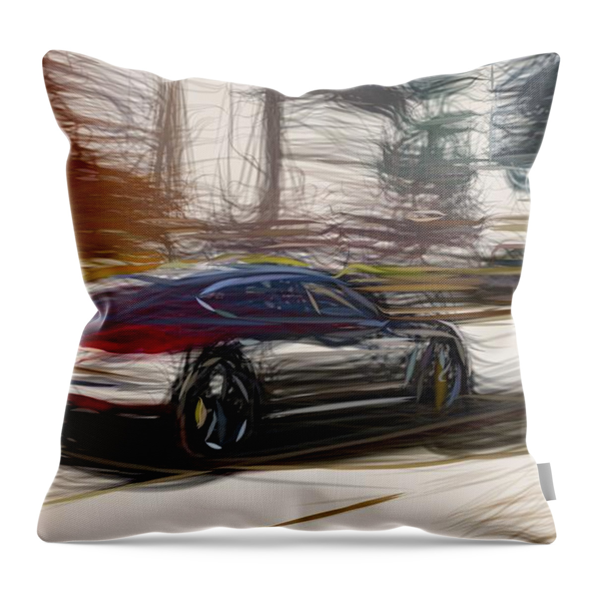 Porsche Throw Pillow featuring the digital art Porsche Panamera Turbo S Drawing #3 by CarsToon Concept