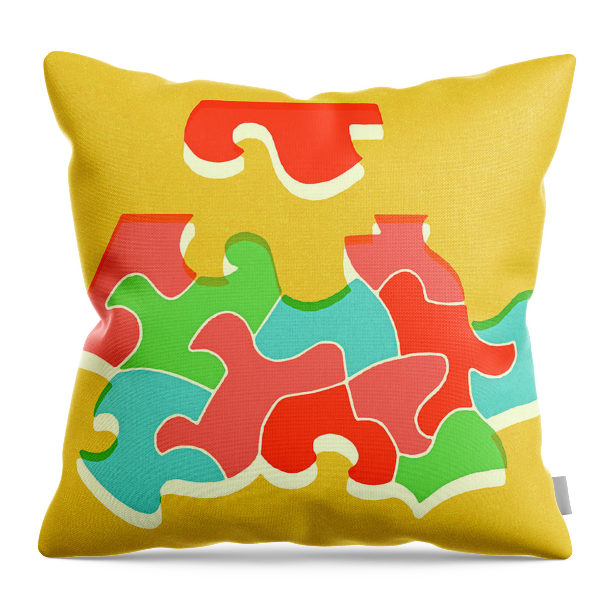 Campy Throw Pillow featuring the drawing Puzzle Pieces #2 by CSA Images