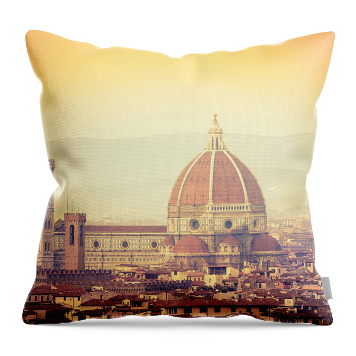 Scenics Throw Pillow featuring the photograph Santa Maria Novella Dome In Florence At #2 by Franckreporter