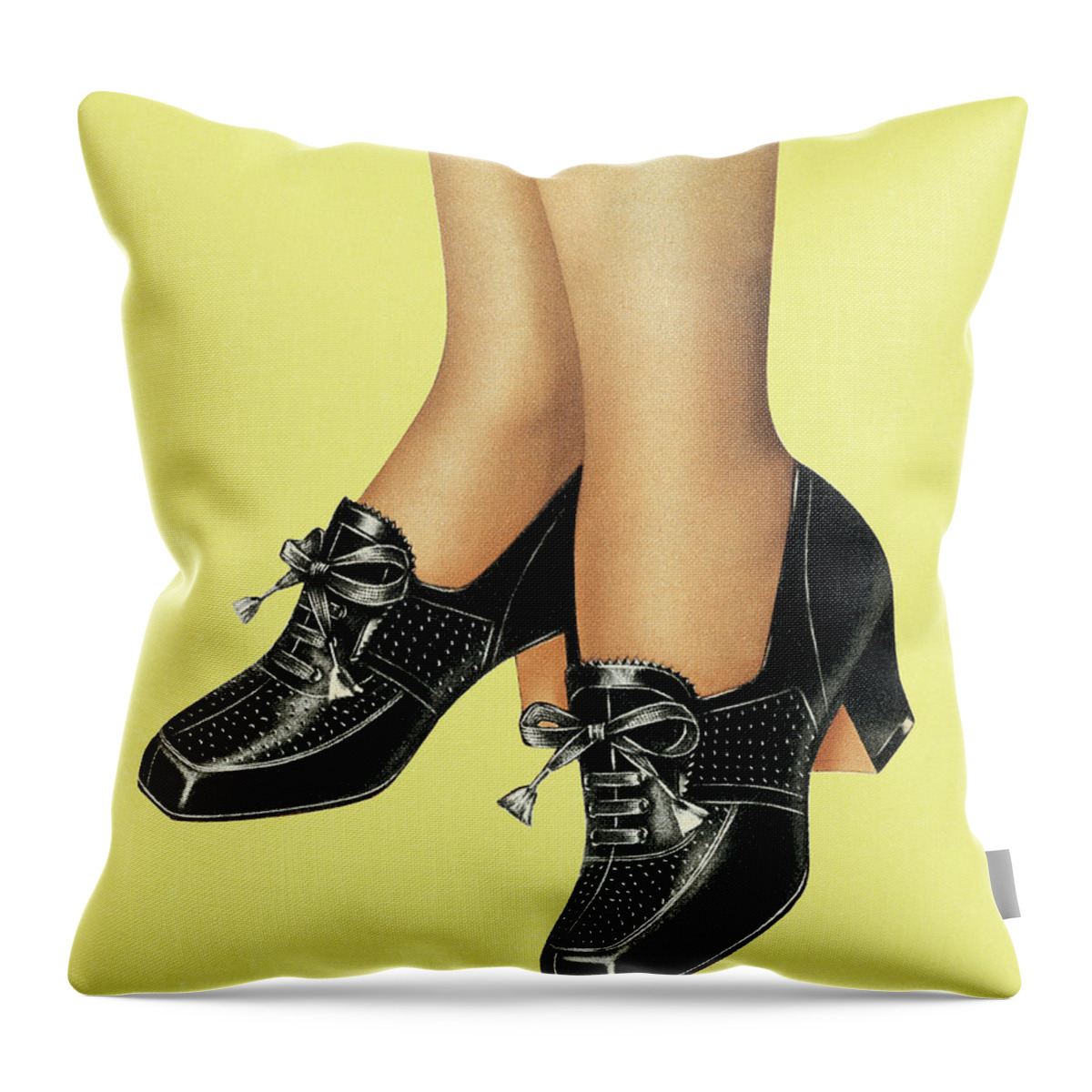 Campy Throw Pillow featuring the drawing Shoe modeling #2 by CSA Images
