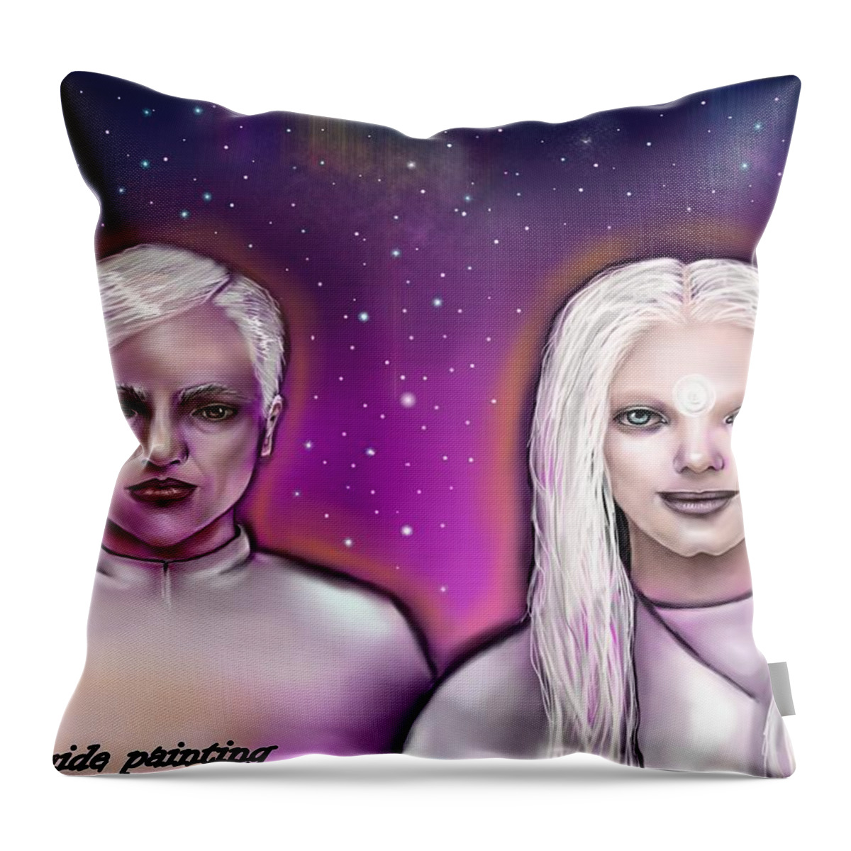 Spirit Guide Painting Throw Pillow featuring the digital art Spirit Guide collection #2 by Carmen Cordova