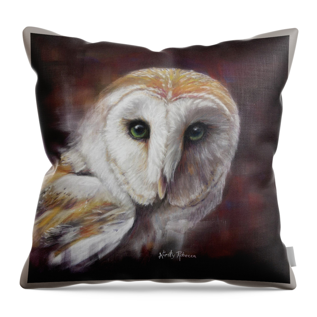 Bird Throw Pillow featuring the pastel Wiser by Kirsty Rebecca