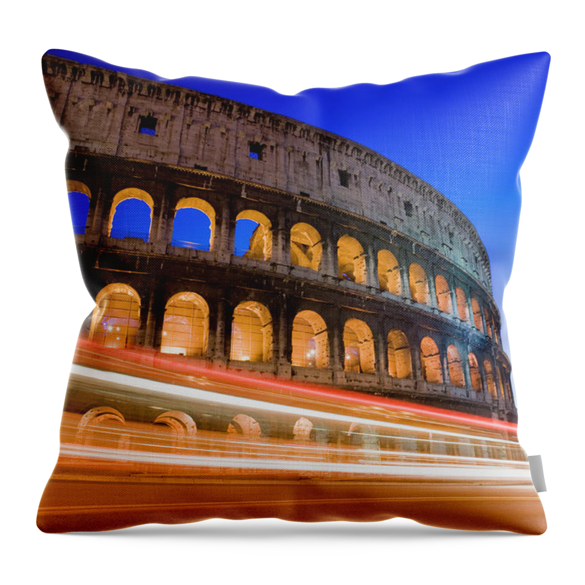 Architectural Feature Throw Pillow featuring the photograph The Colosseum In Rome Italy #2 by Deejpilot