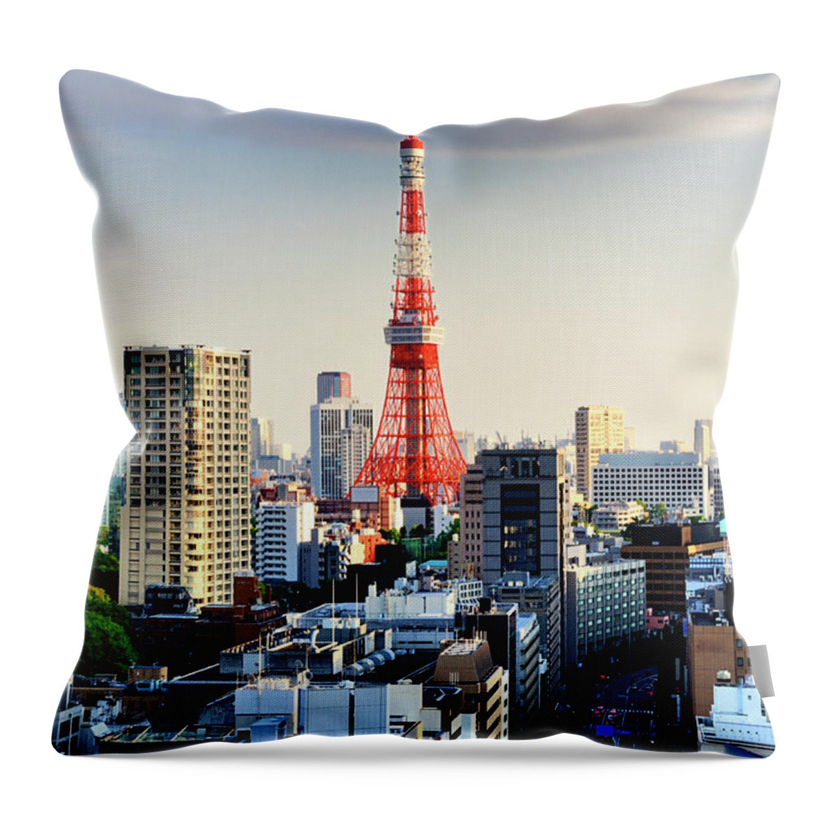 Tokyo Tower Throw Pillow featuring the photograph Tokyo Tower #2 by Vladimir Zakharov