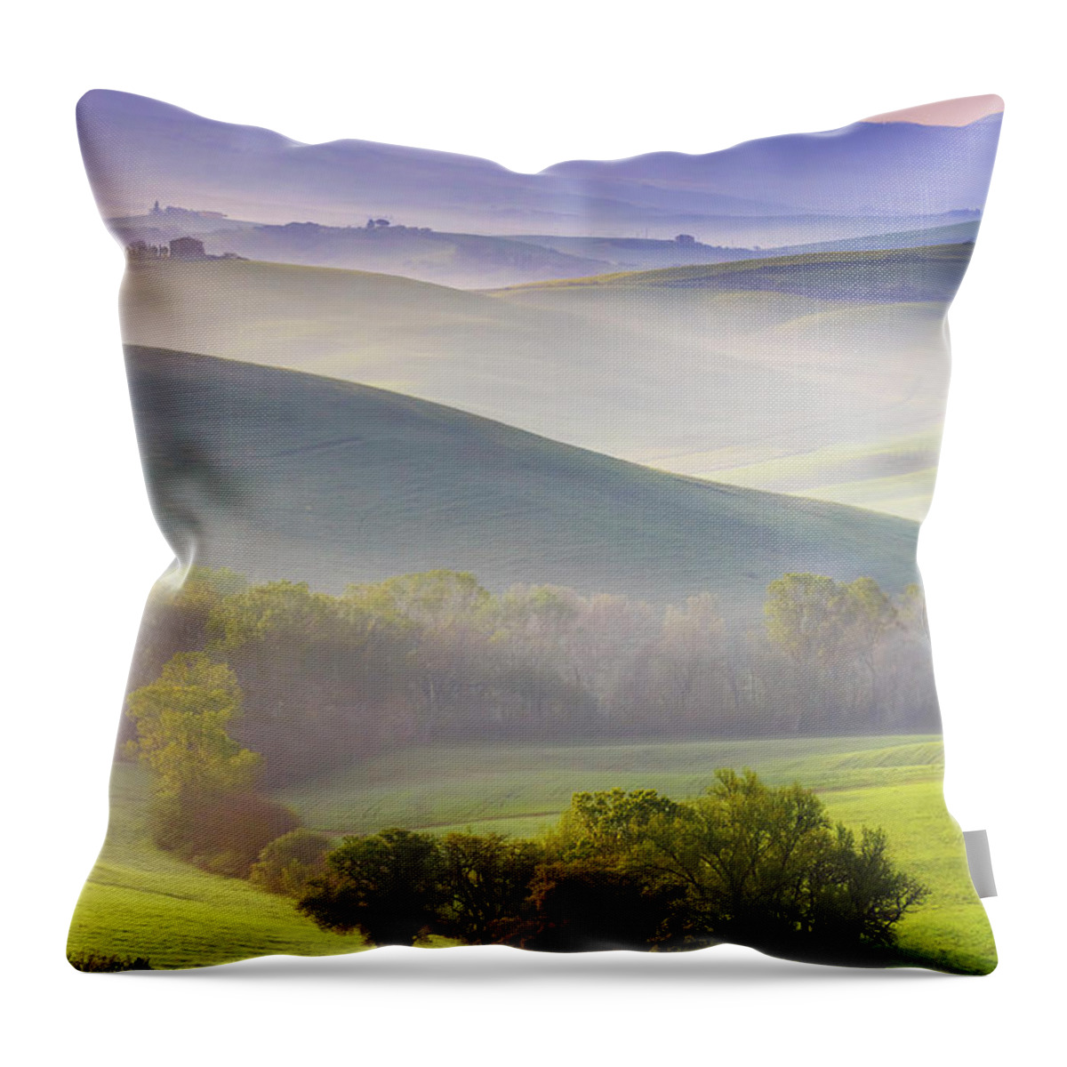 Estock Throw Pillow featuring the digital art Tuscany, Awesome Landscape At Dawn #2 by Maurizio Rellini