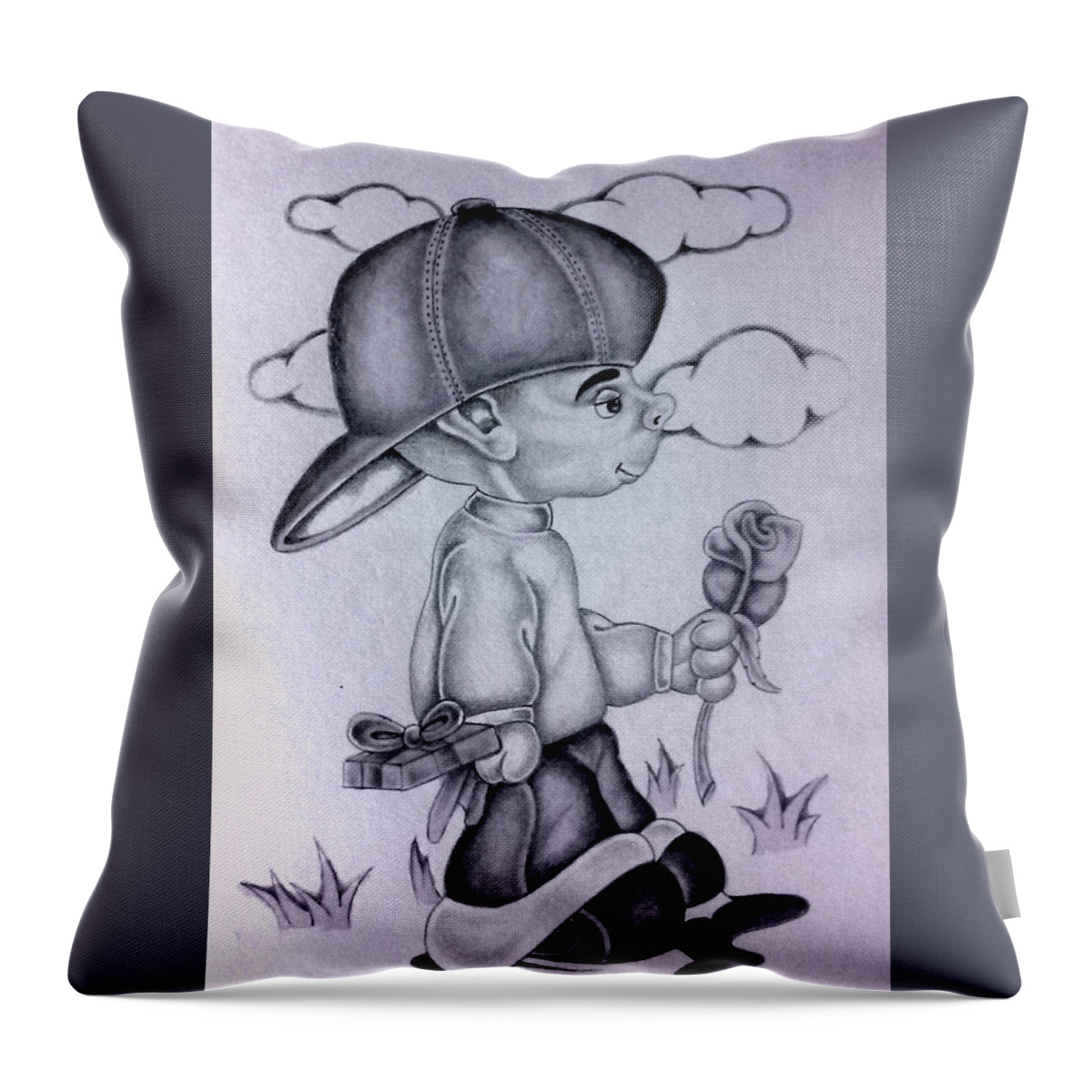 Mexican American Art Throw Pillow featuring the drawing Untitled #2 by Anthony Bullet Rivas