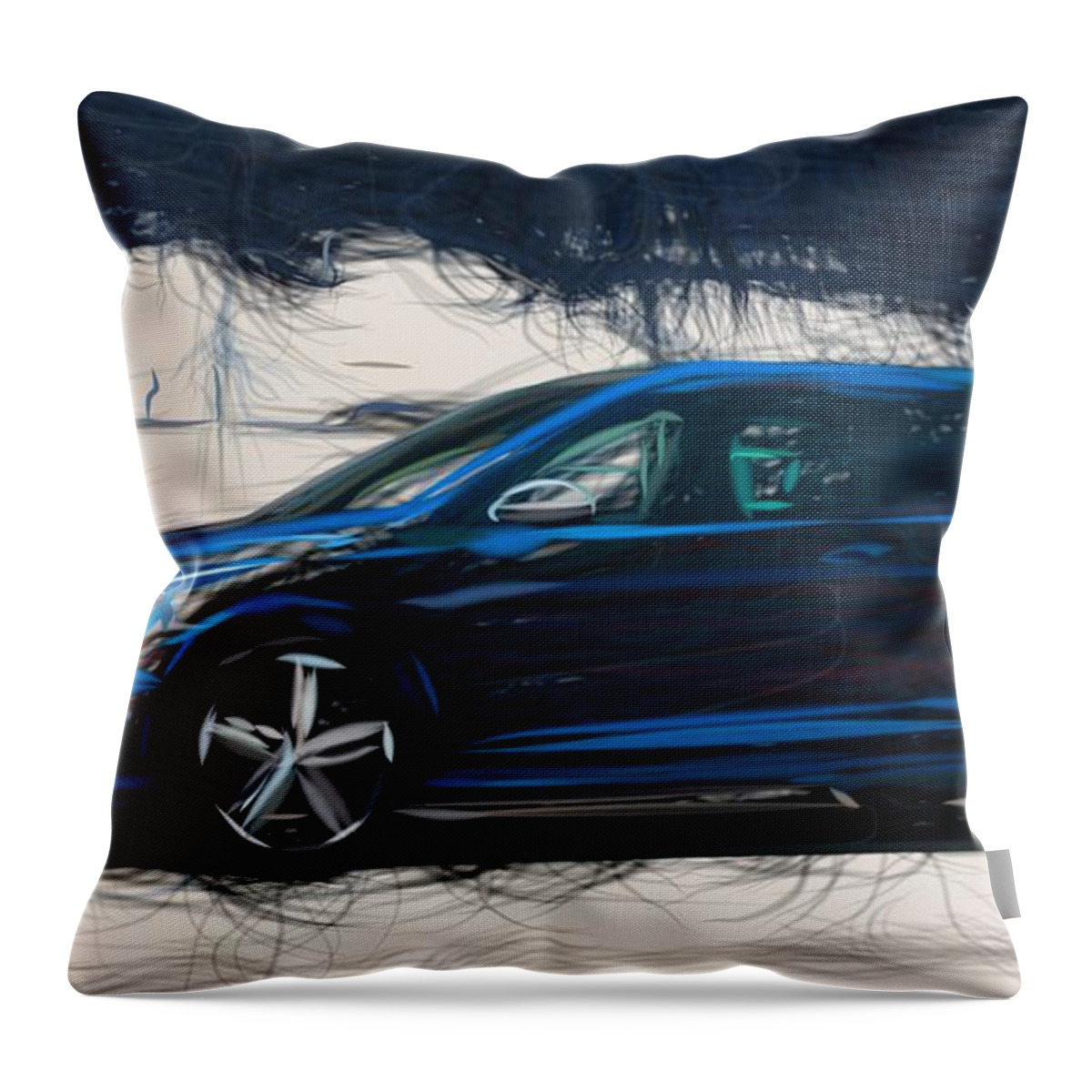 Volkswagen Throw Pillow featuring the digital art Volkswagen Golf R Drawing #3 by CarsToon Concept