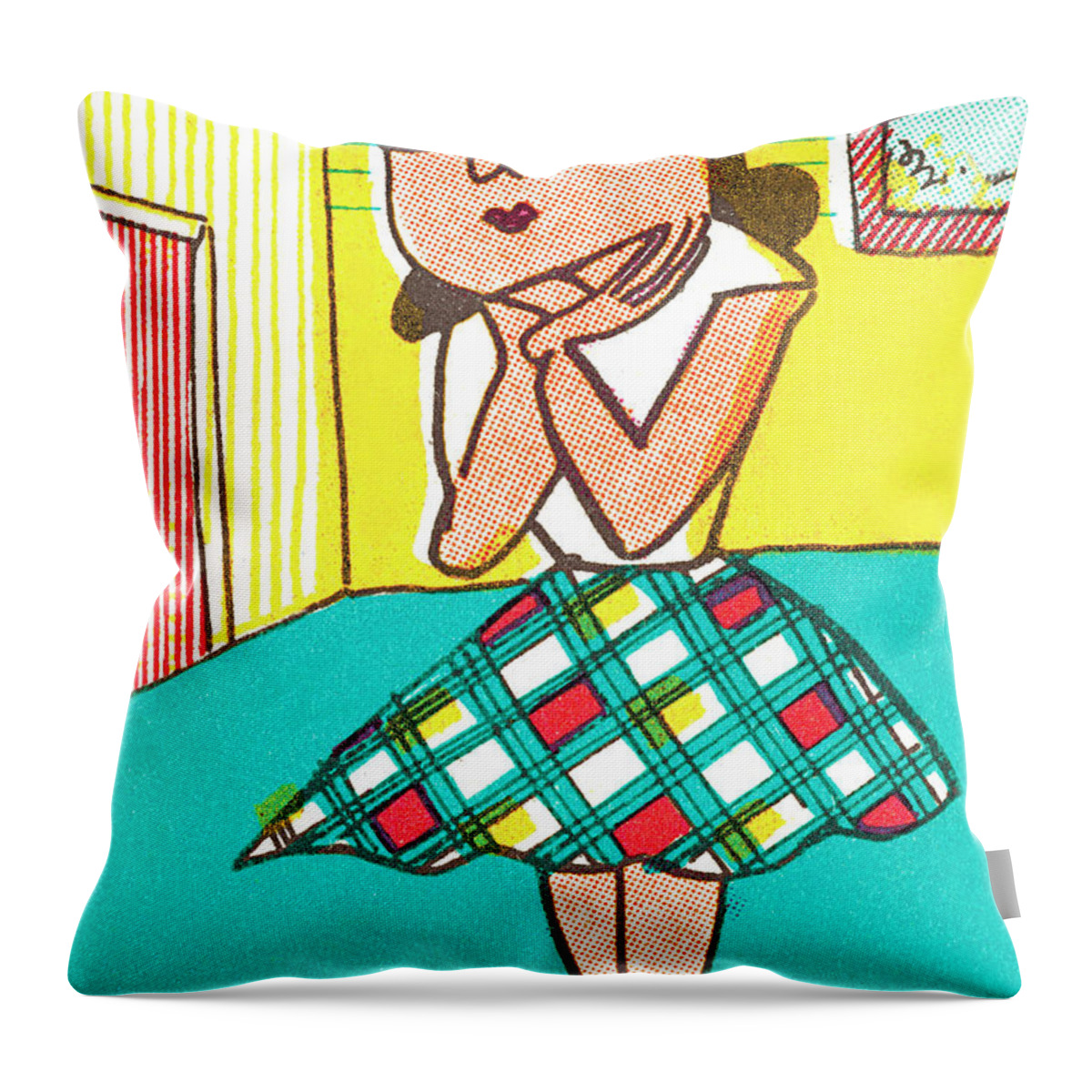 Adult Throw Pillow featuring the drawing Woman deciding #2 by CSA Images