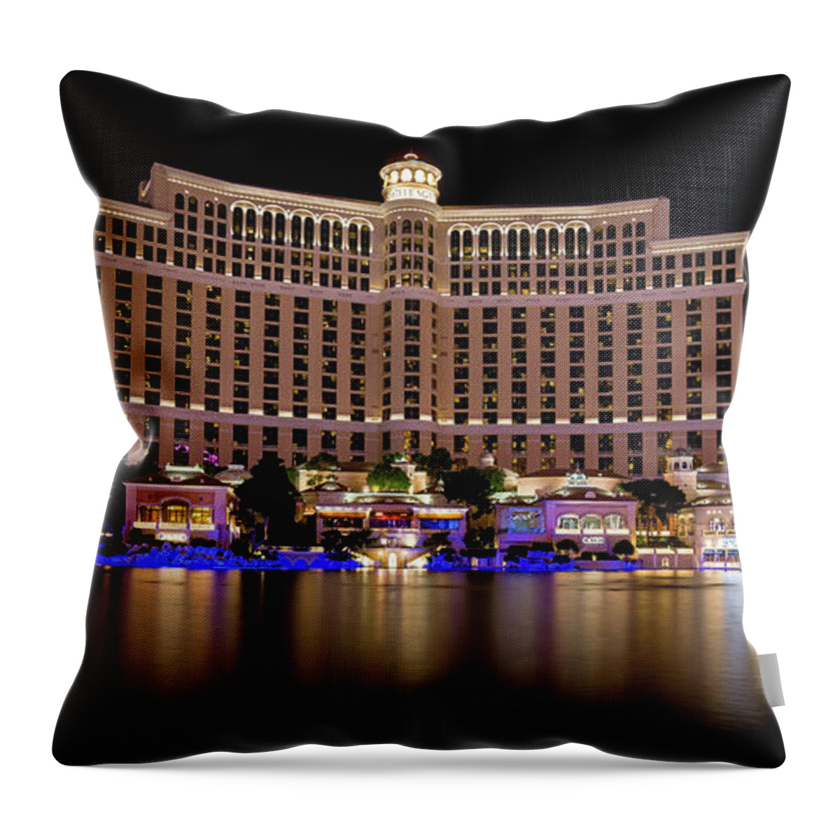 Water Throw Pillow featuring the photograph World Famous Fountain Water Show In Las Vegas Nevada #2 by Alex Grichenko
