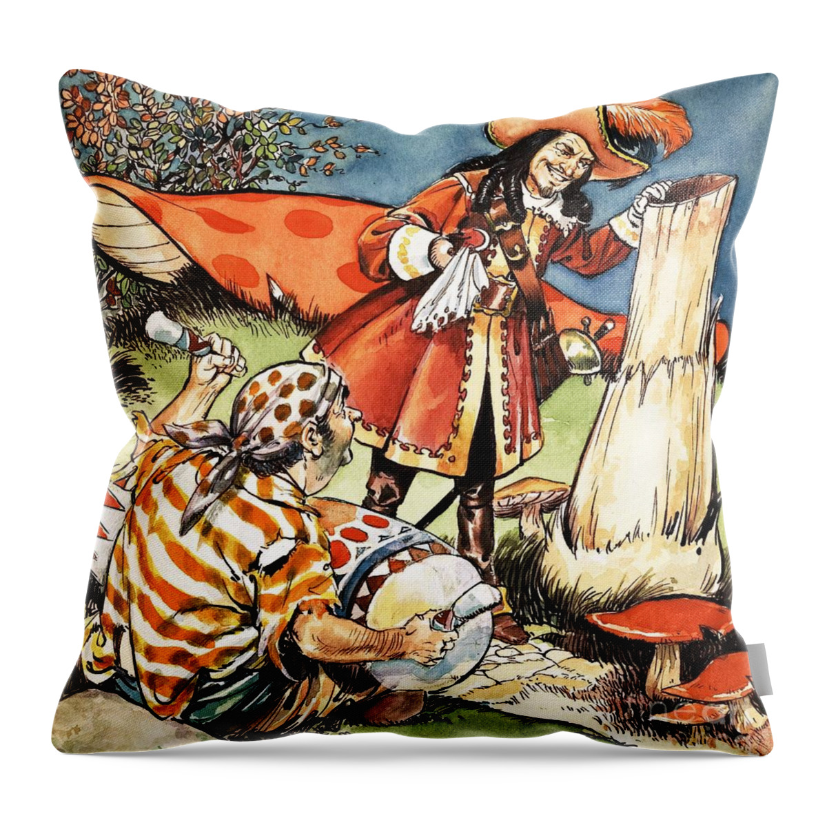 Drum Throw Pillow featuring the painting Peter Pan And Wendy by Nadir Quinto