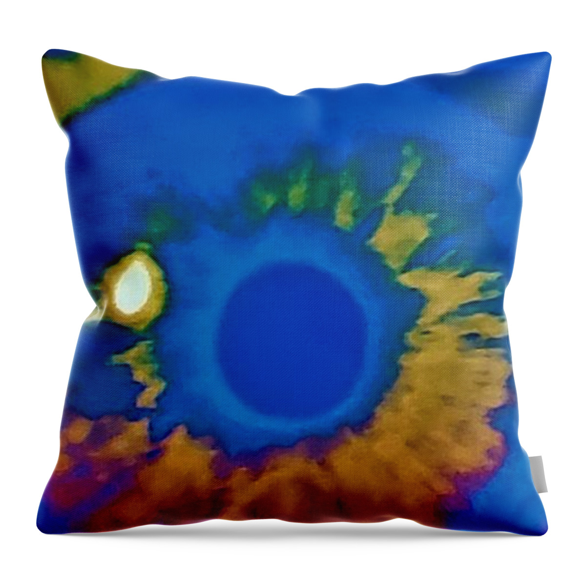 2001 A Space Odyssey Throw Pillow featuring the photograph 2001 Eyeball Blue Golden by Rob Hans