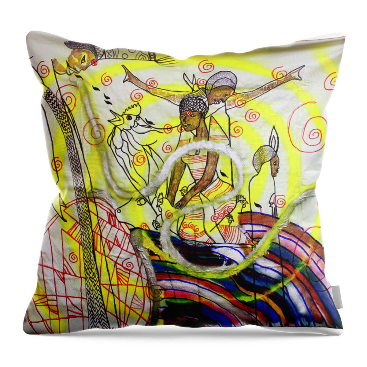 Jesus Throw Pillow featuring the painting Kintu and Nambi #206 by Gloria Ssali