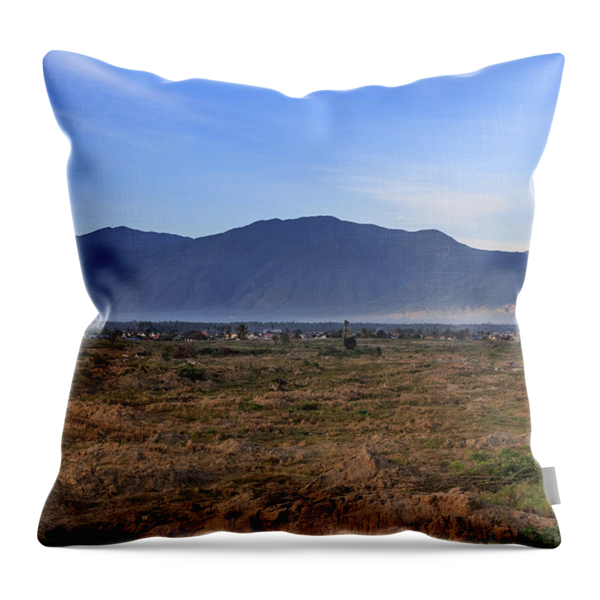  Throw Pillow featuring the photograph A sunny morning at the village petobo lost due to liquefaction #21 by Mangge Totok