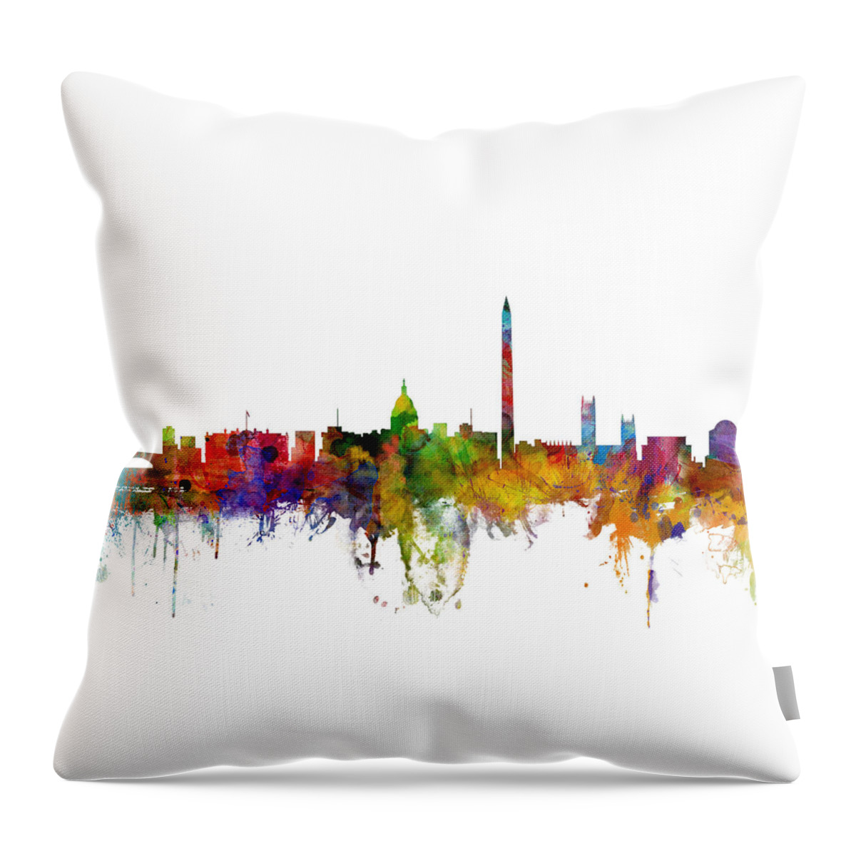 United States Throw Pillow featuring the digital art Washington DC Skyline #21 by Michael Tompsett