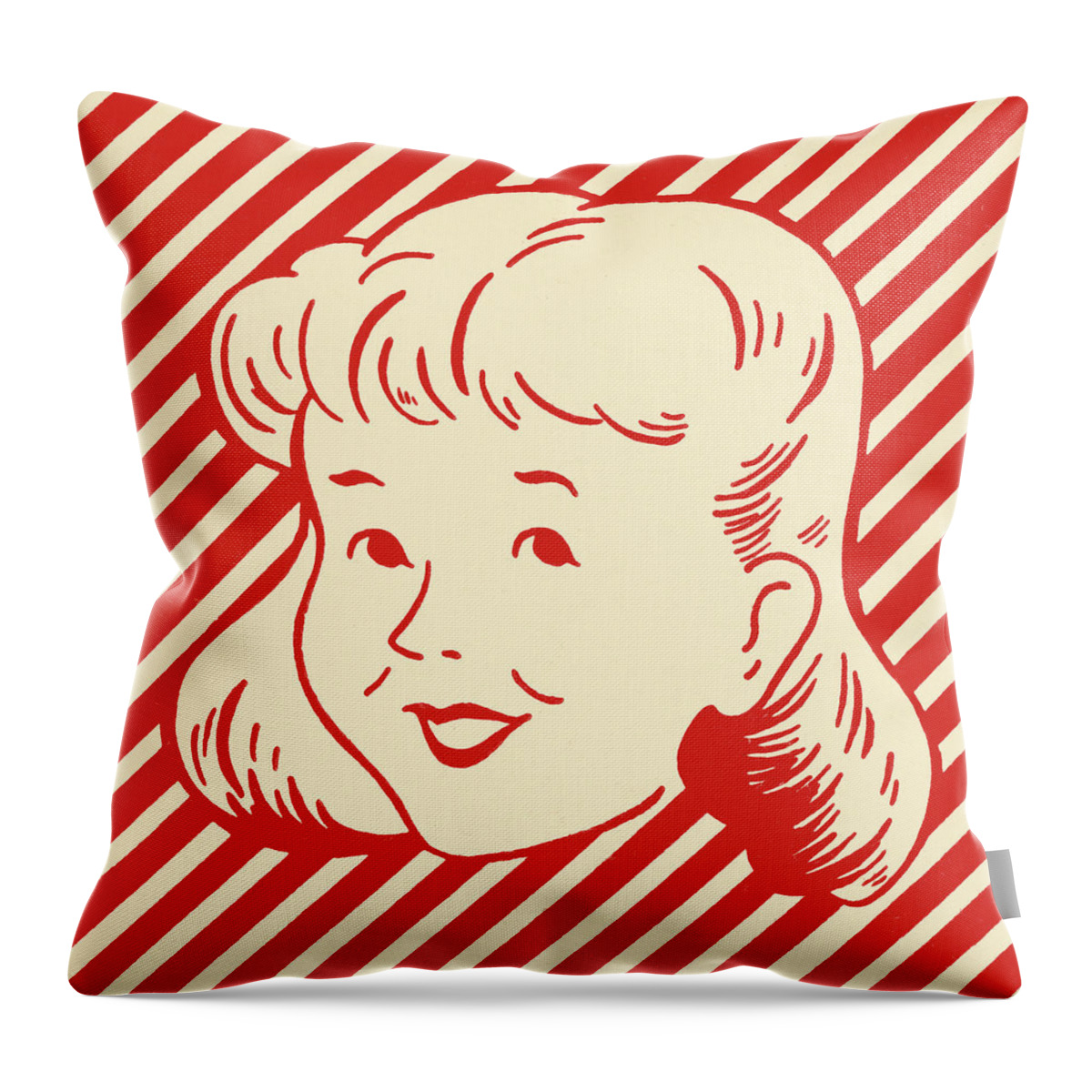 Campy Throw Pillow featuring the drawing Girl #24 by CSA Images