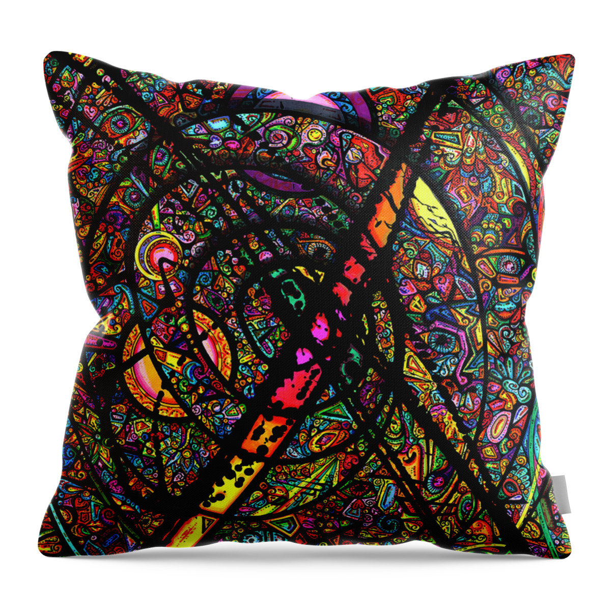 Abstract Throw Pillow featuring the drawing 25 Faces by Joey Gonzalez