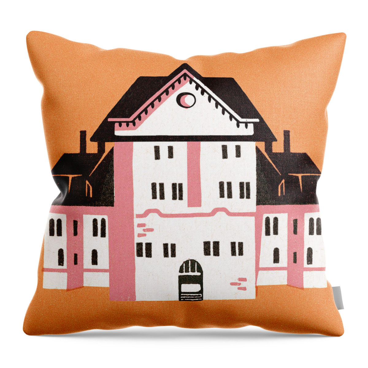 Architecture Throw Pillow featuring the drawing House #25 by CSA Images