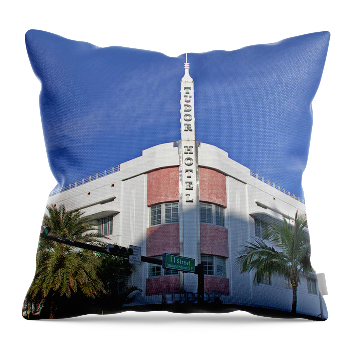 Art Deco Throw Pillow featuring the photograph Art Deco - South Beach - Miami Beach #1 by Richard Krebs