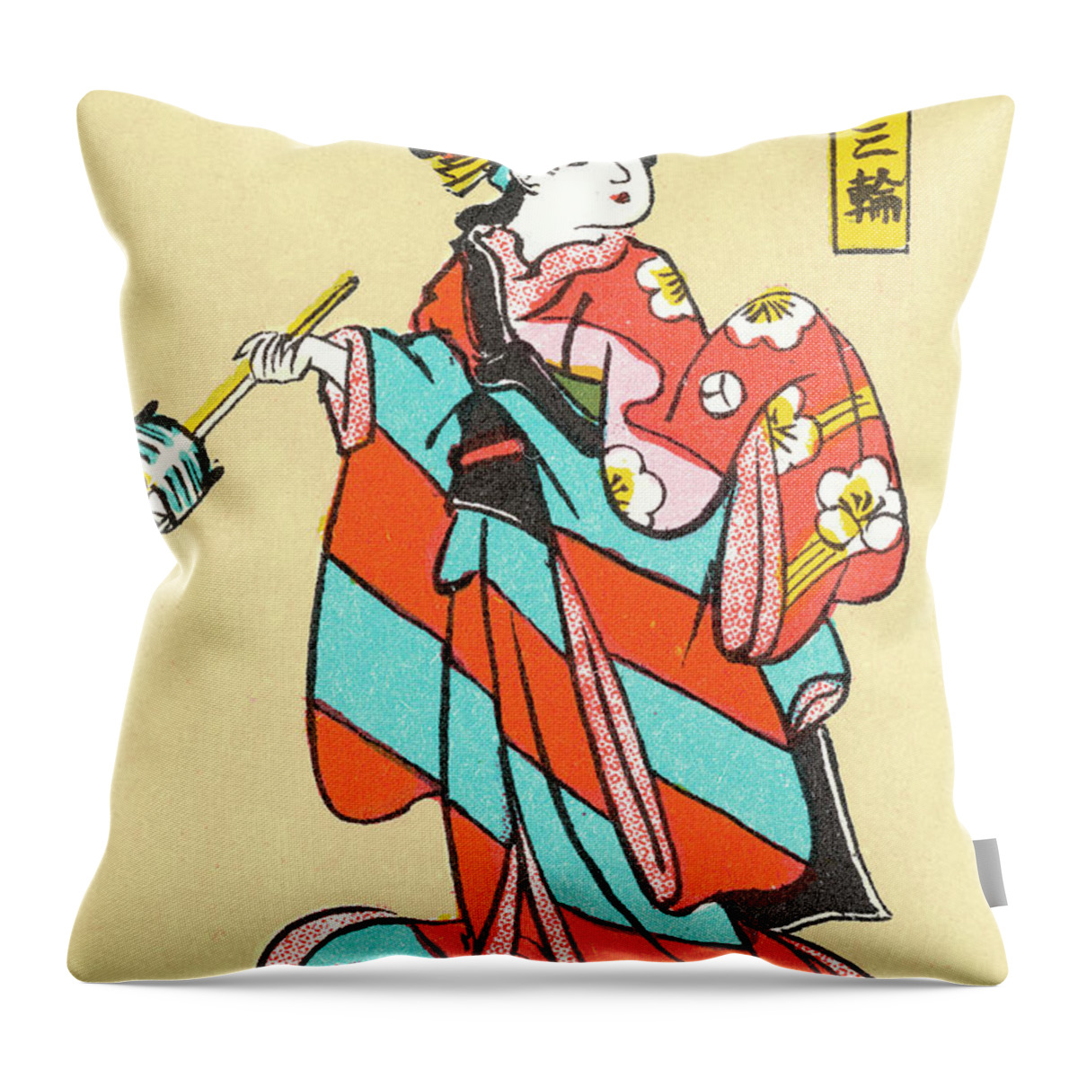 Adult Throw Pillow featuring the drawing Asian woman #3 by CSA Images