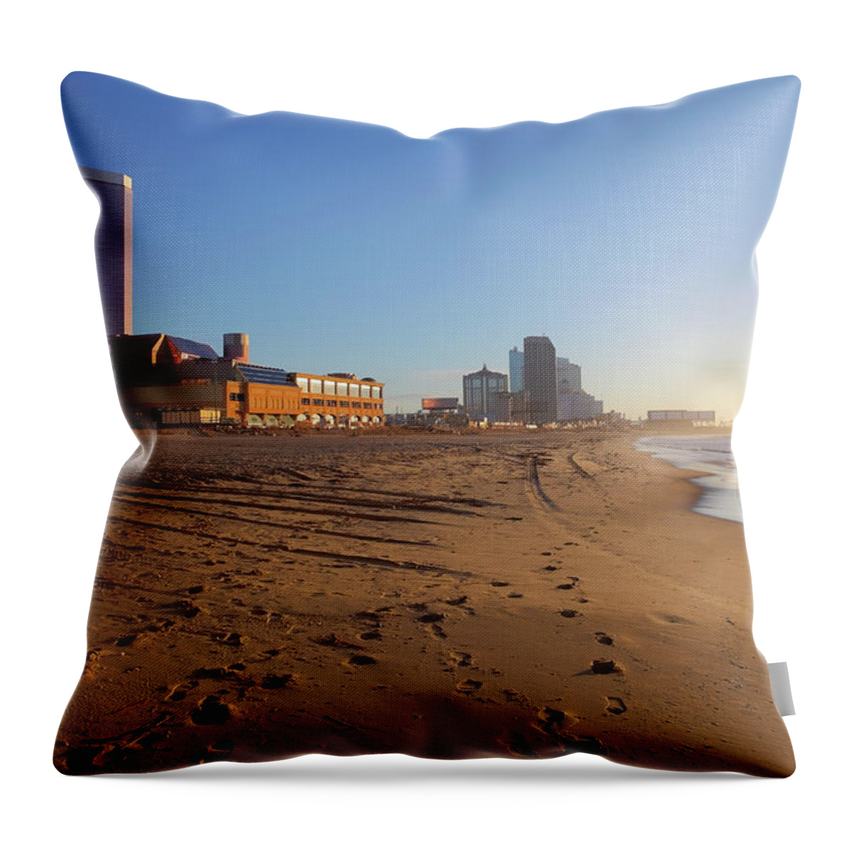 Water's Edge Throw Pillow featuring the photograph Atlantic City #3 by Denistangneyjr