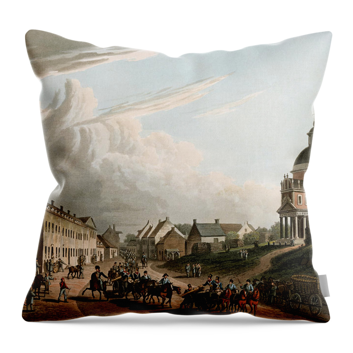 B1019 Throw Pillow featuring the painting Battle Of Waterloo, 1815 by Granger