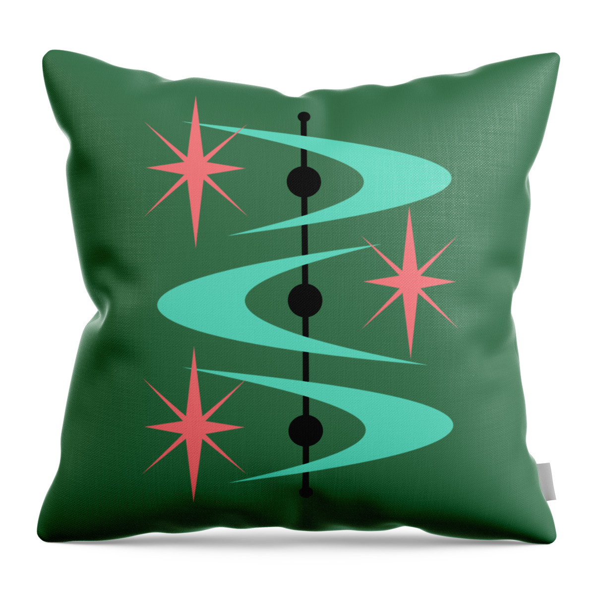 Mid Century Modern Throw Pillow featuring the digital art Boomerangs and Stars #5 by Donna Mibus