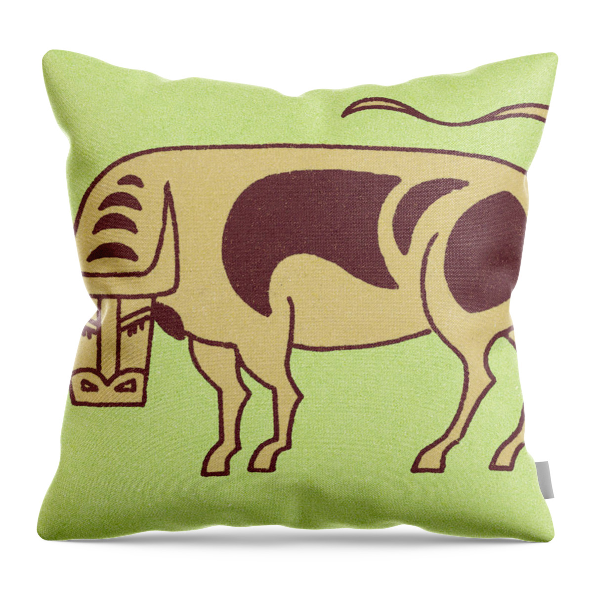 Animal Throw Pillow featuring the drawing Cattle #3 by CSA Images