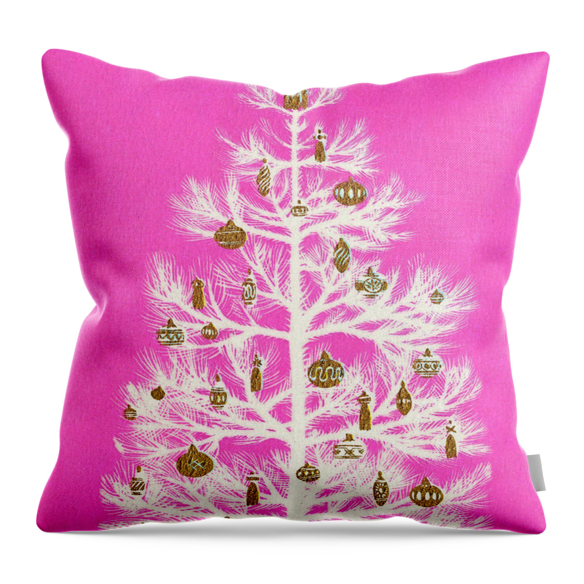 Branch Throw Pillow featuring the drawing Christmas Tree #3 by CSA Images