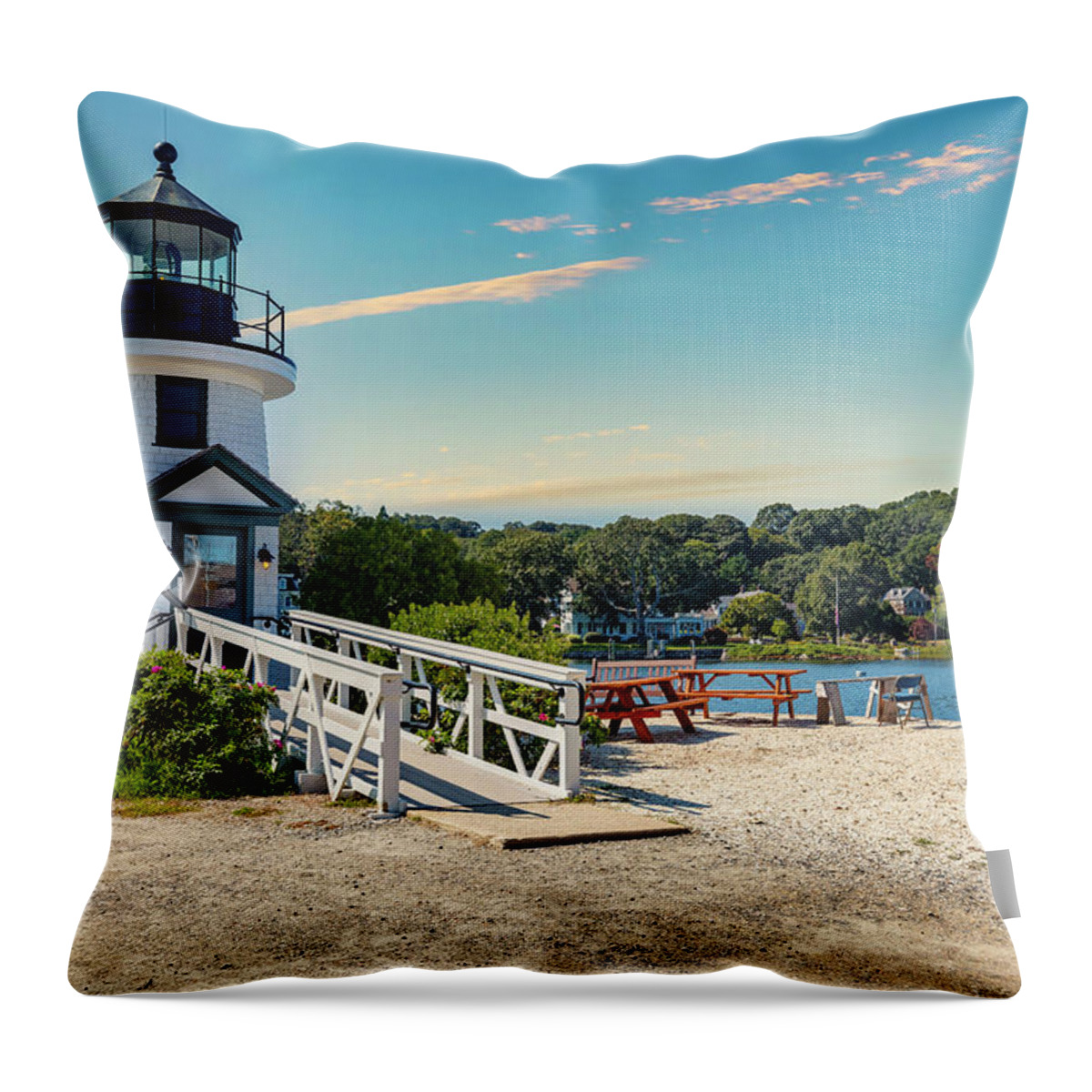 Estock Throw Pillow featuring the digital art Connecticut, Mystic, Mystic Seaport Museum, Seaport Village, Lighthouse #3 by Lumiere