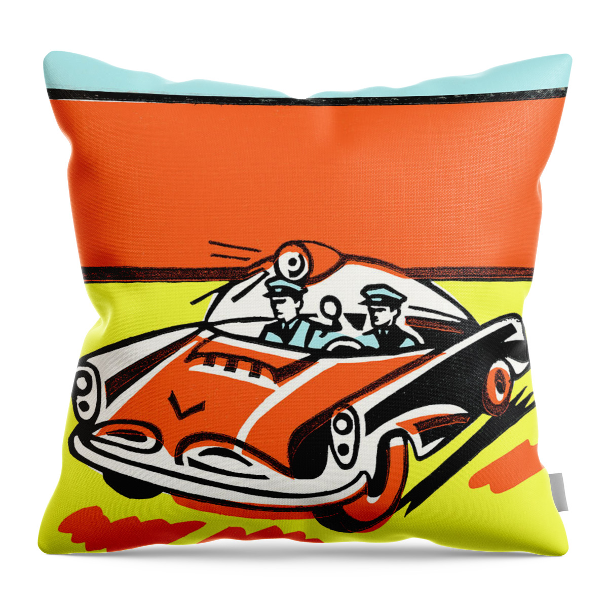 Auto Throw Pillow featuring the drawing Convertible #3 by CSA Images