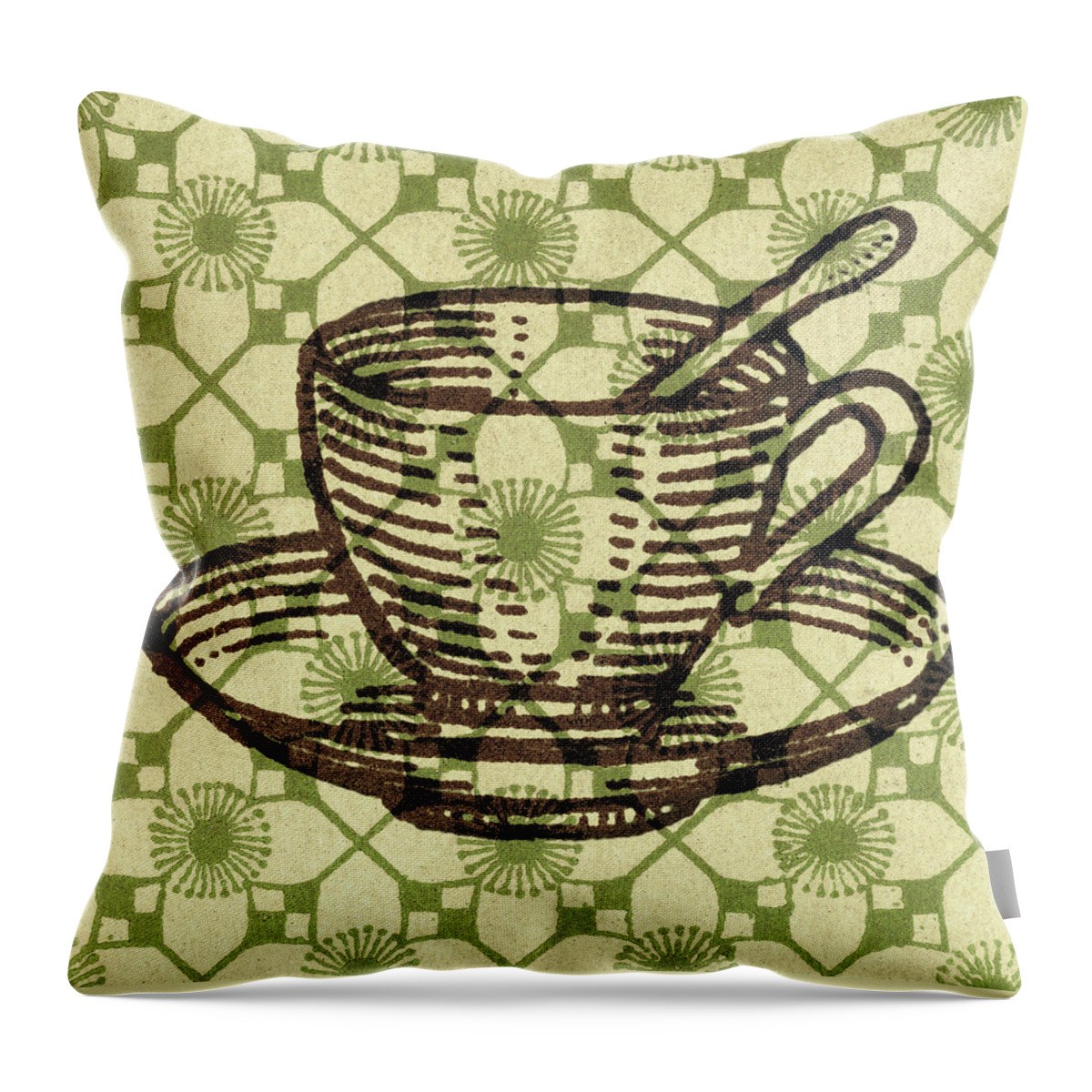 Background Throw Pillow featuring the drawing Cup and Saucer #3 by CSA Images