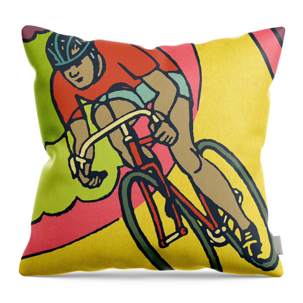 Action Throw Pillow featuring the drawing Cyclist #3 by CSA Images