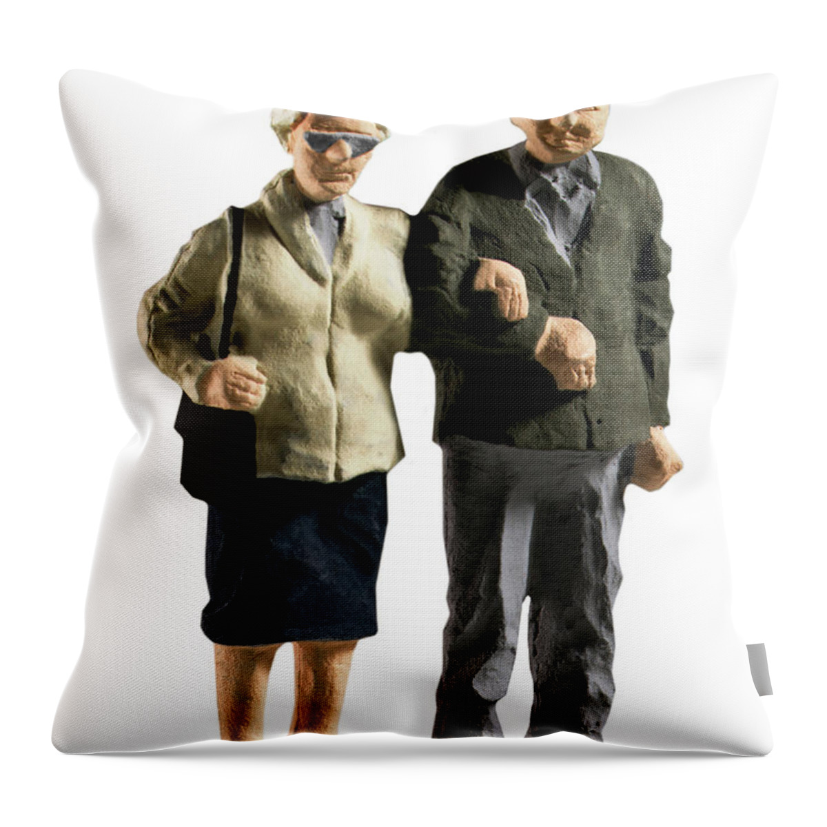 Accessories Throw Pillow featuring the drawing Elderly Couple #3 by CSA Images