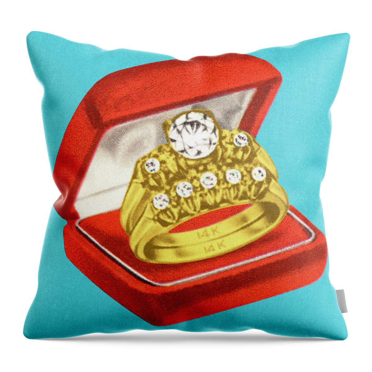 Accessories Throw Pillow featuring the drawing Engagement Ring #3 by CSA Images