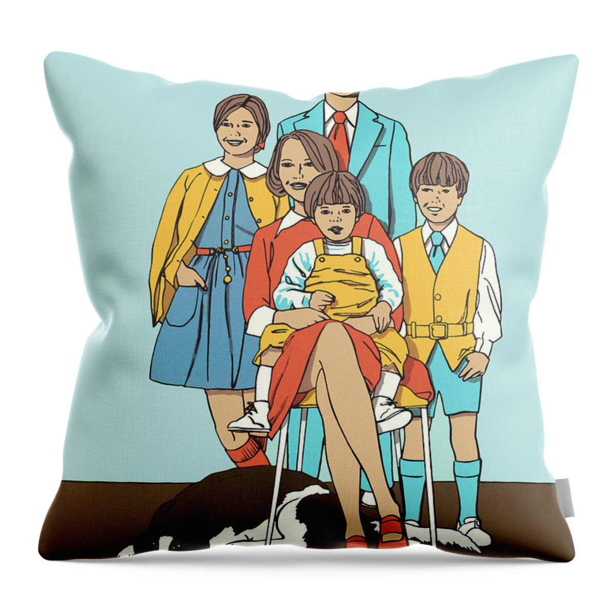 Adult Throw Pillow featuring the drawing Family Portrait #3 by CSA Images
